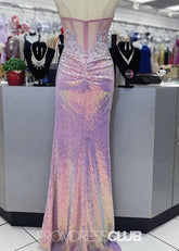 Liz | Mermaid Sparkly Light Purple Sequin Long Prom Dress - Price #price_variant_lowest# - Light Purple - PromDressClub